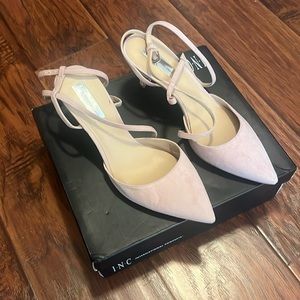 INC International Concepts blush suede ankle strap shoes size 10 -2 1/2 in. heel